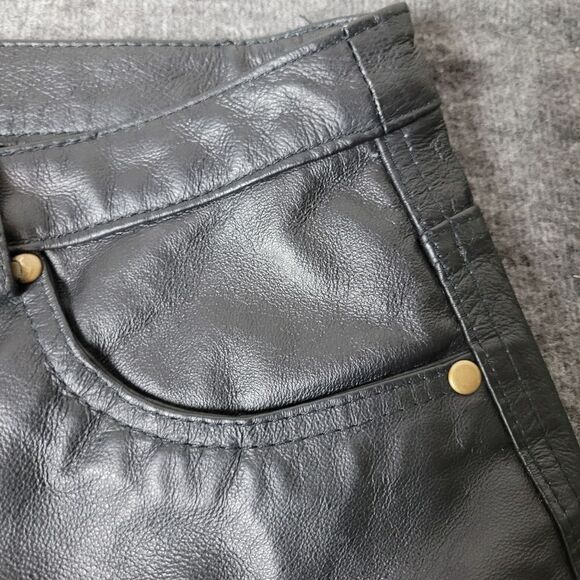 Vtg 90's Metrostyle Women's Size 12 Black Leather Motorcycle Boot Cut Pant Lined - Picture 6 of 15